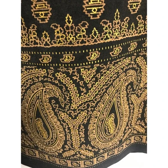 JM Collection Black Gold Paisley Geometric Print Midi Pencil Skirt Size 14 - Picture 4 of 7